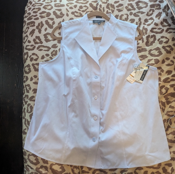 Jones New York NWT Women's Platinum Light Blue Sleeveless shirt size 16W - Picture 1 of 4